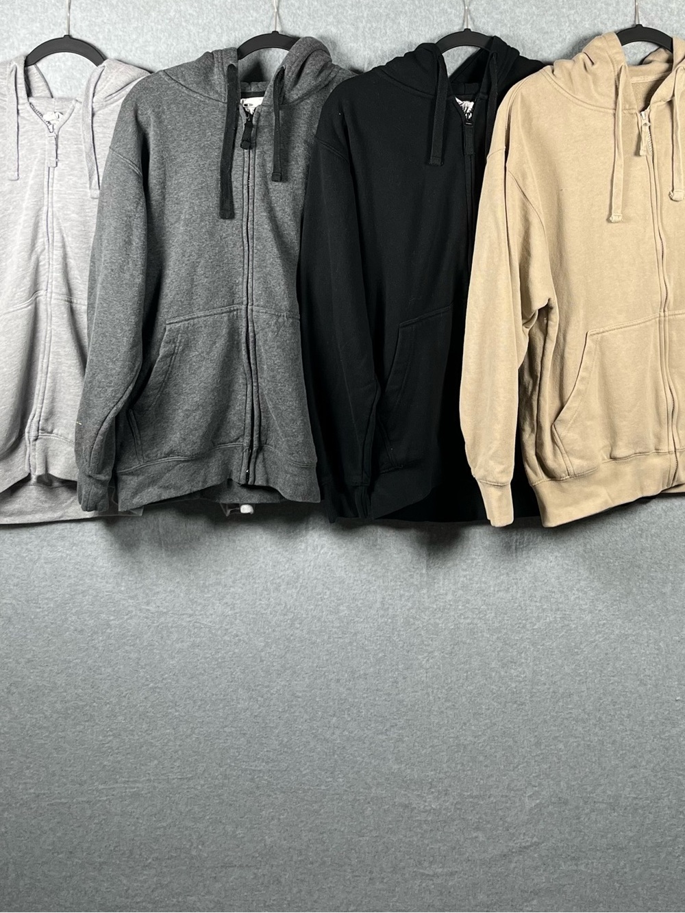 Men’s Full-Zip Hoodie Sweater Bundle - Black, Charcoal, Light Gray, Tan